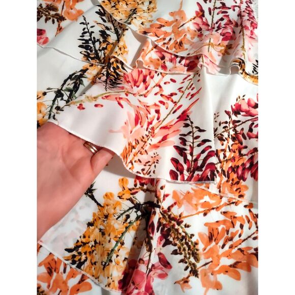 Worthington Woman's Classic Floral Ruffle Tiered Spagetti Strap Blouse - Picture 5 of 7